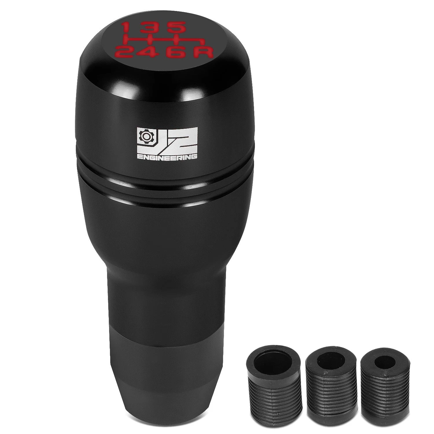 J2 Universal Aluminum Barrel Type Cylindrical Shift Knob Black