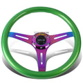Nrg Universal 6-bolt/hole Green Wood Grip Neo Chrome Spoke Sport