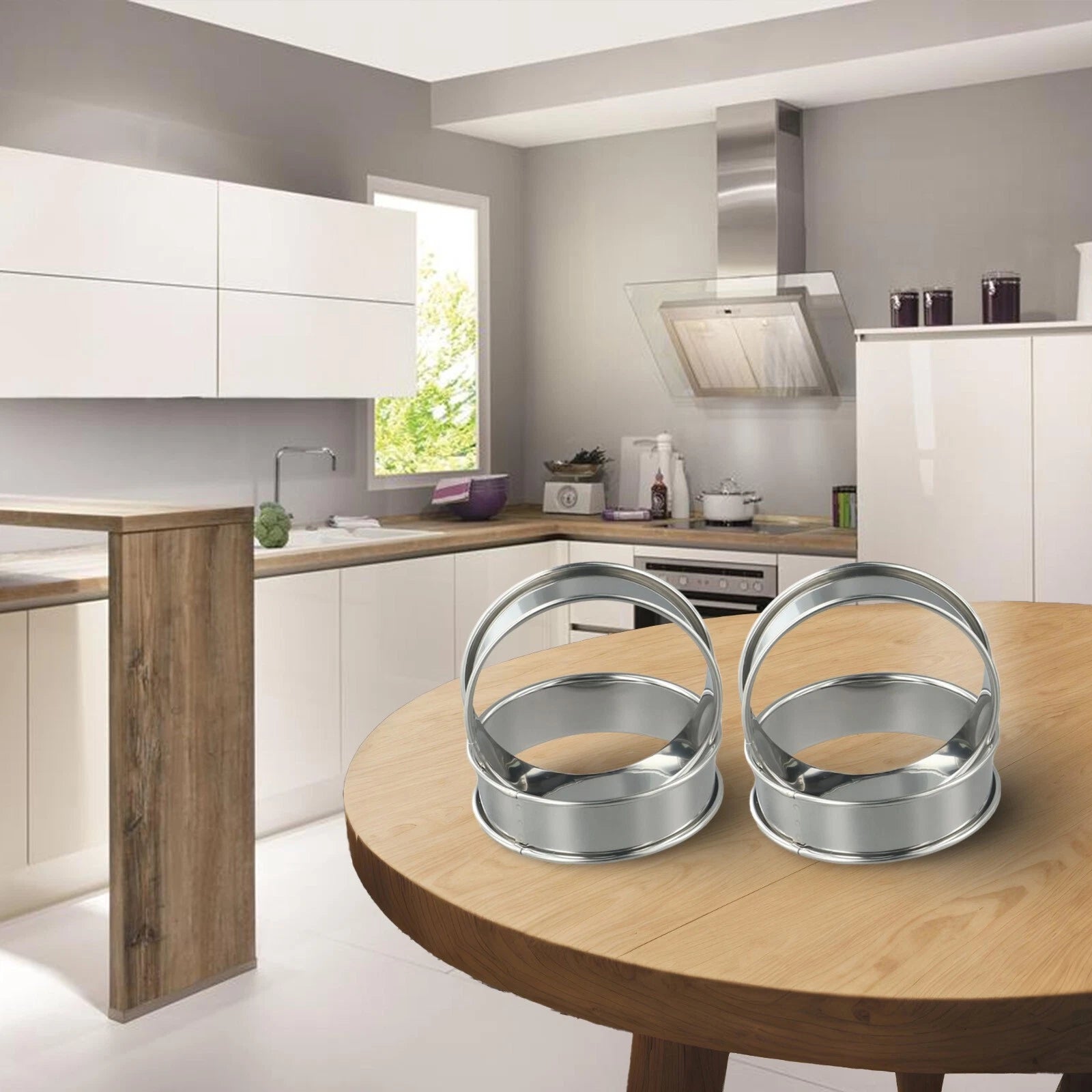 4 Pack Double Rolled English Muffin Rings Stainless Steel Crumpet