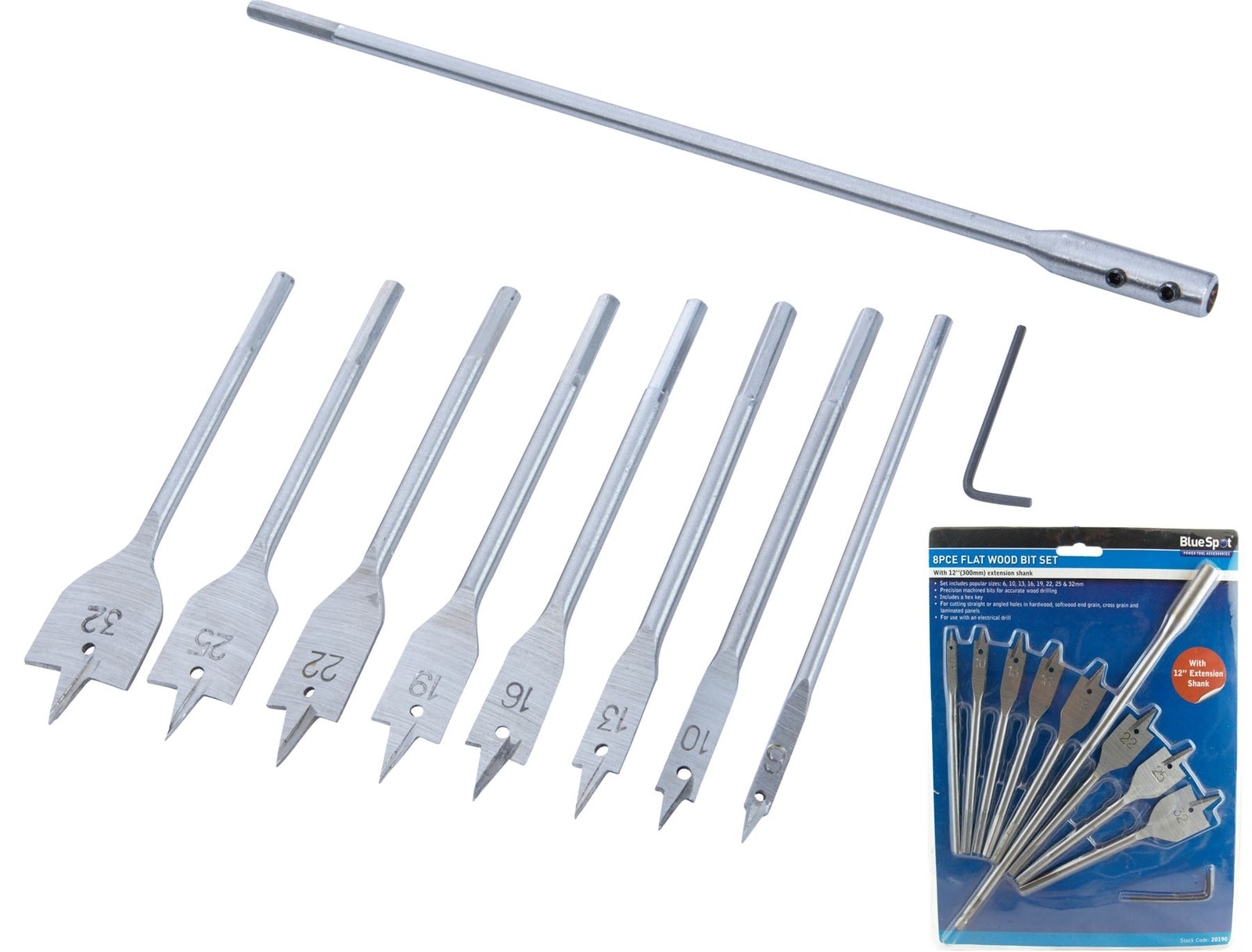 BlueSpot Flat Spade Wood Hole Saw Drill Bits Set by BlueSpot