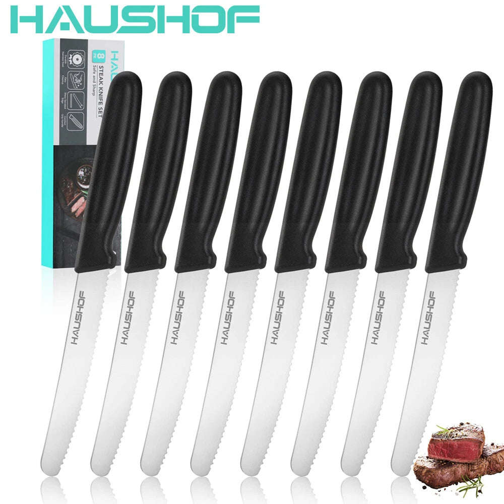 Haushof Steak Knife Set Stainless Steel Serrated | Built Supply Co