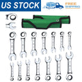 Sk New 14-piece Stubby Ratcheting Wrench Set Sae & Metric 3/8"-11/16"