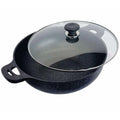 16" 5 Layer Marble Non Stick Sauce Pots With Tempered Glass Lid, Made