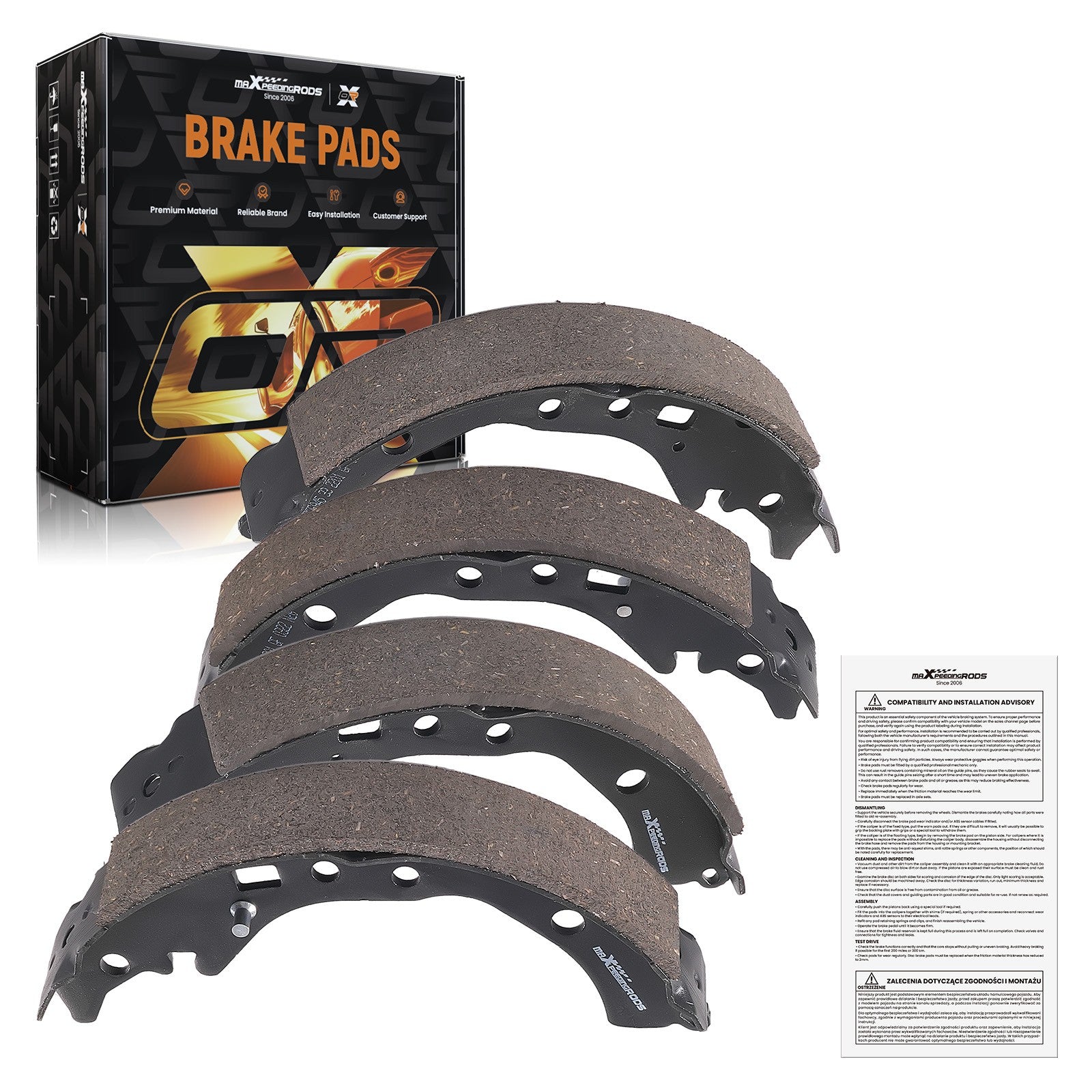 4pcs Rear Brake Shoes Set for Scion iQ 2013/xD 2008-2014 Toyota