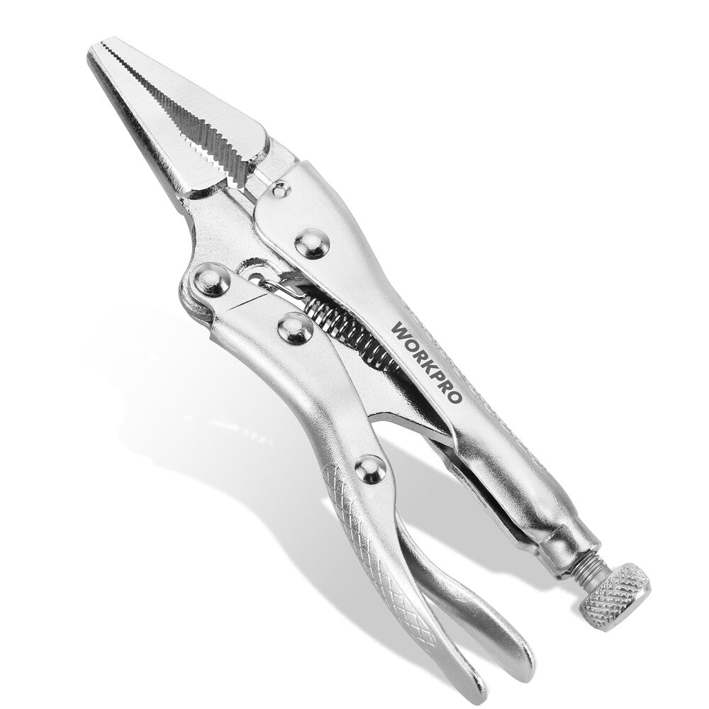 WORKPRO 4-1/2" Long Nose Locking Plier Chromium-Vanadium Steel Locking