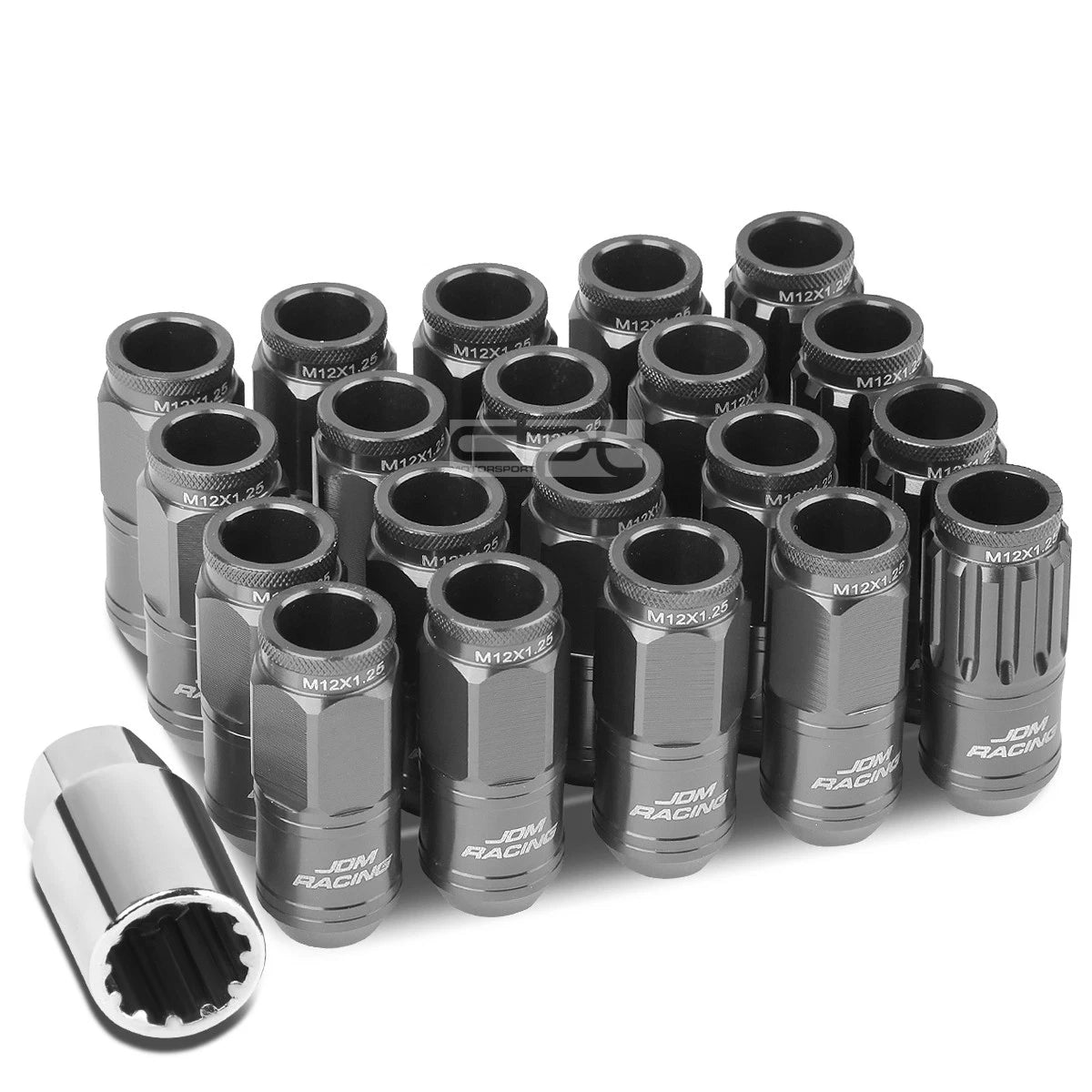 Aluminum Gun Metal 16 Lug+4 Lock Nut+adapter M12x1.25 21mm Od/50mm