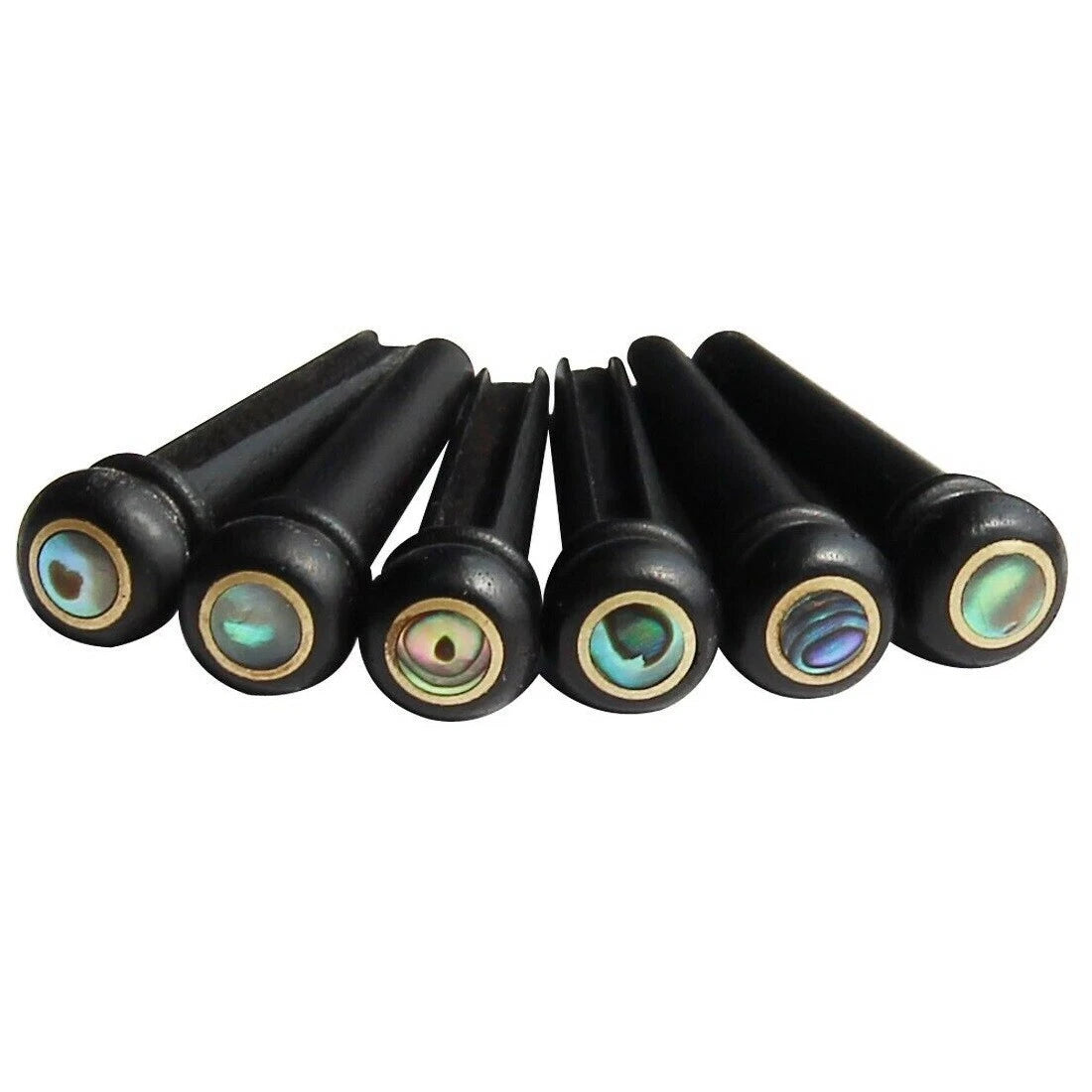 Acoustic Guitar Ebony Bridge Pins With Abalone Dot Brass Circle Skirt
