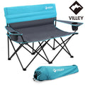 VILLEY Heavy Duty Double Camping Chair Portable Foldable Camp Chair w/Carry Bag