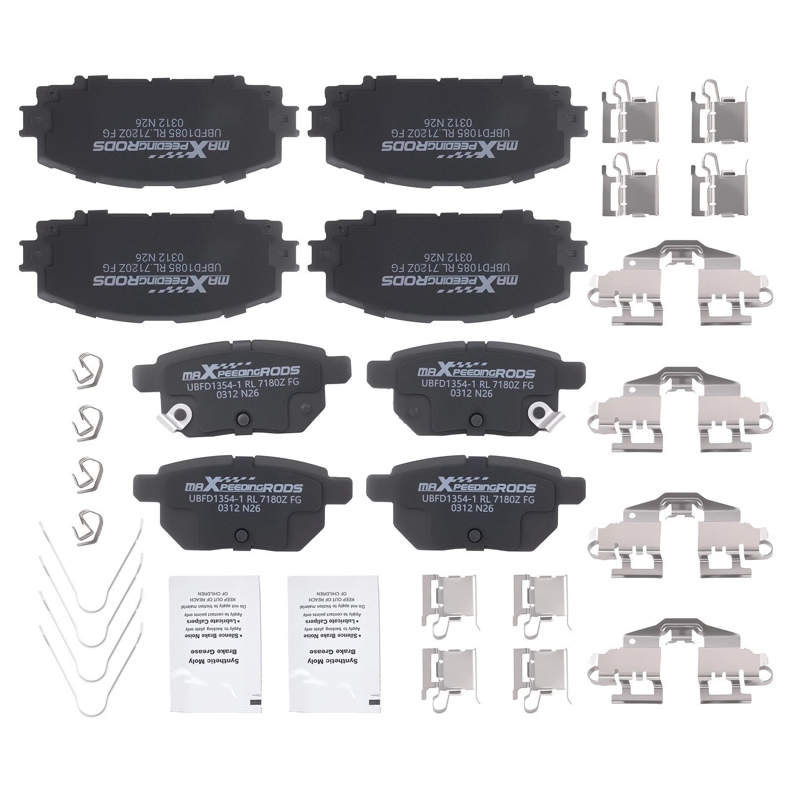 Front Rear L&amp;R Brake Pads Set for Toyota Prius Plug-In 2012-2013 P1184 P1423