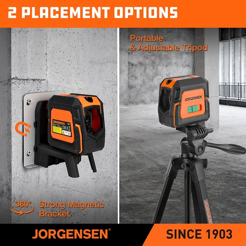 Jorgensen 100ft Laser Level W/tripod Self Leveling Cross Line Laser