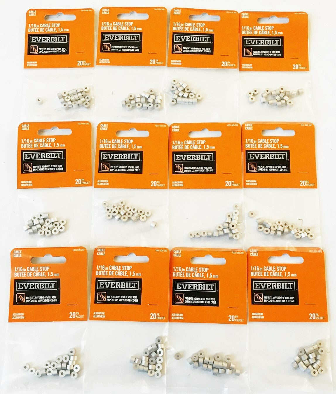 5760pcs Everbilt 1/16" Aluminum Cable Stops