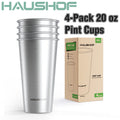 HAUSHOF Pint Cup 4 Pack 20 oz Stainless Steel by HAUSHOF