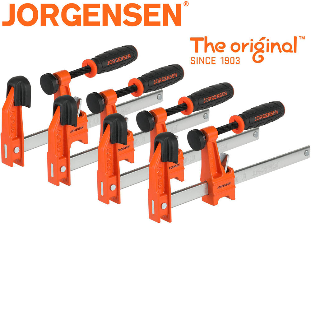 Jorgensen 6" Bar Clamp Set 4 Pack Steel F Clamp Light Duty 300 Lbs