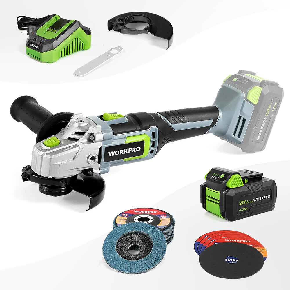 Workpro 20V Cordless Angle Grinder Kit W/4.0ah Lithium-ion