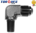 AN -6 (AN6 AN 06) to 1/8" NPT 90 Degree Adapter Black