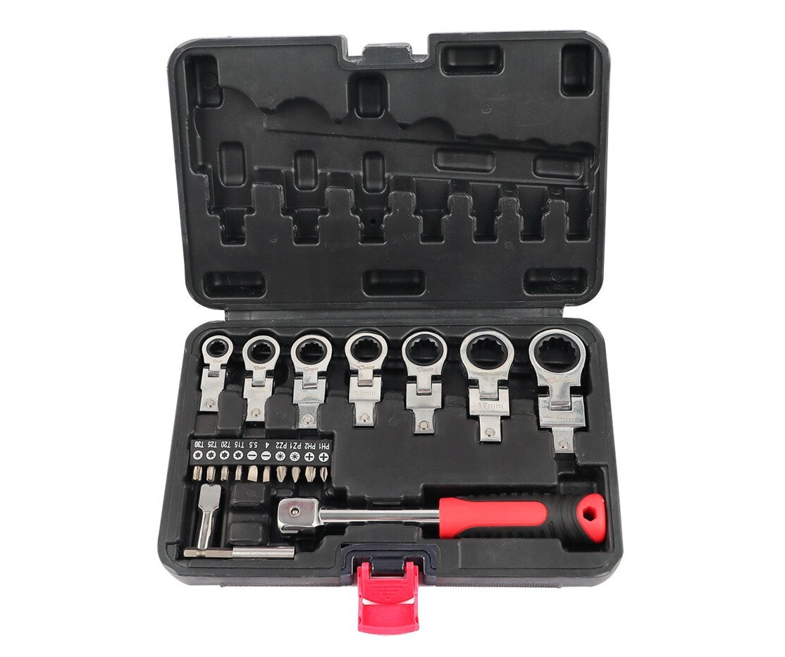 Interchangeable Flex Insert Head Ratchet Wrench 8–19mm by Unbranded