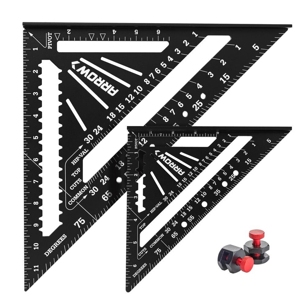 Arrow 2PCS 7" 12" Aluminum Alloy Carpenter Square Set Rafter Square