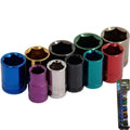 Toolzone 10pc Multi Coloured Metric Shallow Socket 10mm - 19mm Set 3/8" DriveOpe