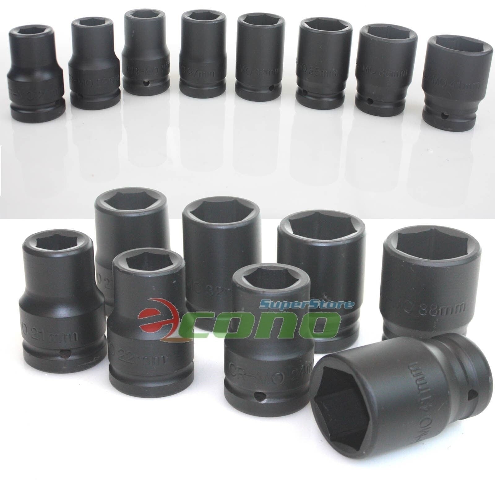8PC 1" DRIVE 6 Point Wheel Spindle Axle Nut Deep Impact Socket Set 27mm to 41mm