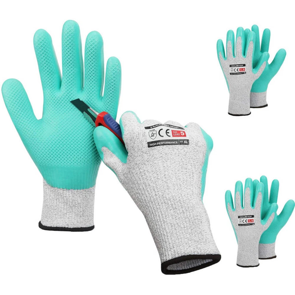 3pair Gardening Gloves Latex Coated 5 Cut Resistant Working Gloves