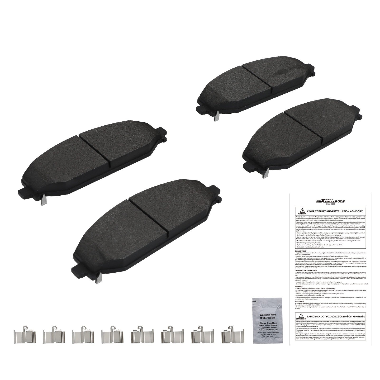 Front Dirver & Passenger Brake Pads for Jeep Grand Wagoneer 2022-2024