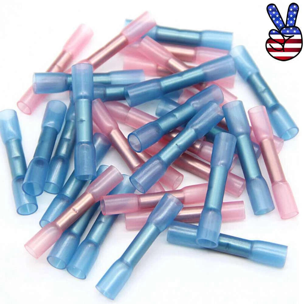 22-14 Awg Heat Shrink Crimp Terminals Splice Butt Wire Connectors Set
