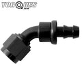 An-12 45 Degree Swivel Seal Black Hose Fitting