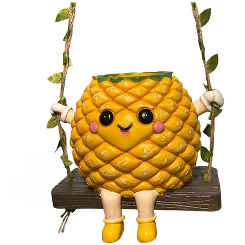 Hand Crafted Pineapple Hanging Flower Pot Resin Succulent Container