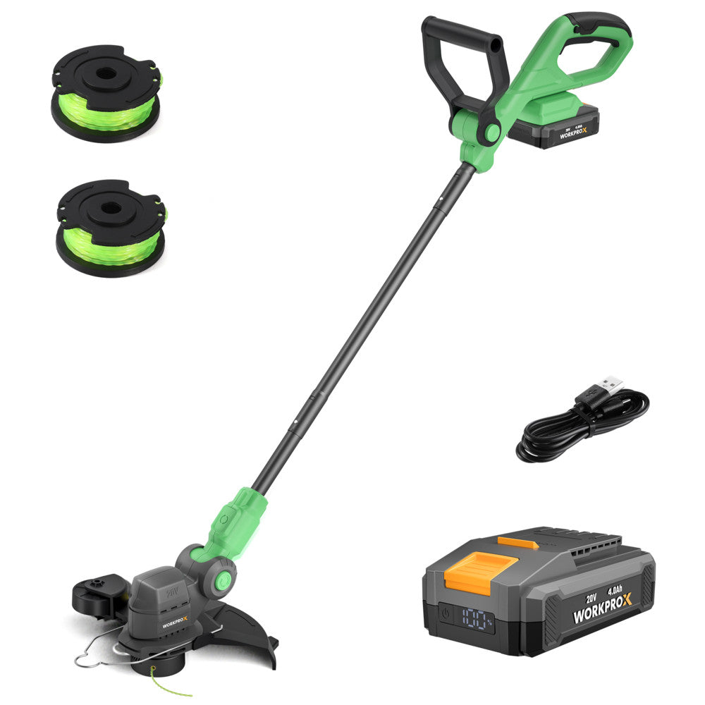 WORKPROX 20V Cordless String Trimmer Grass Cutter 2PCS Spool Line