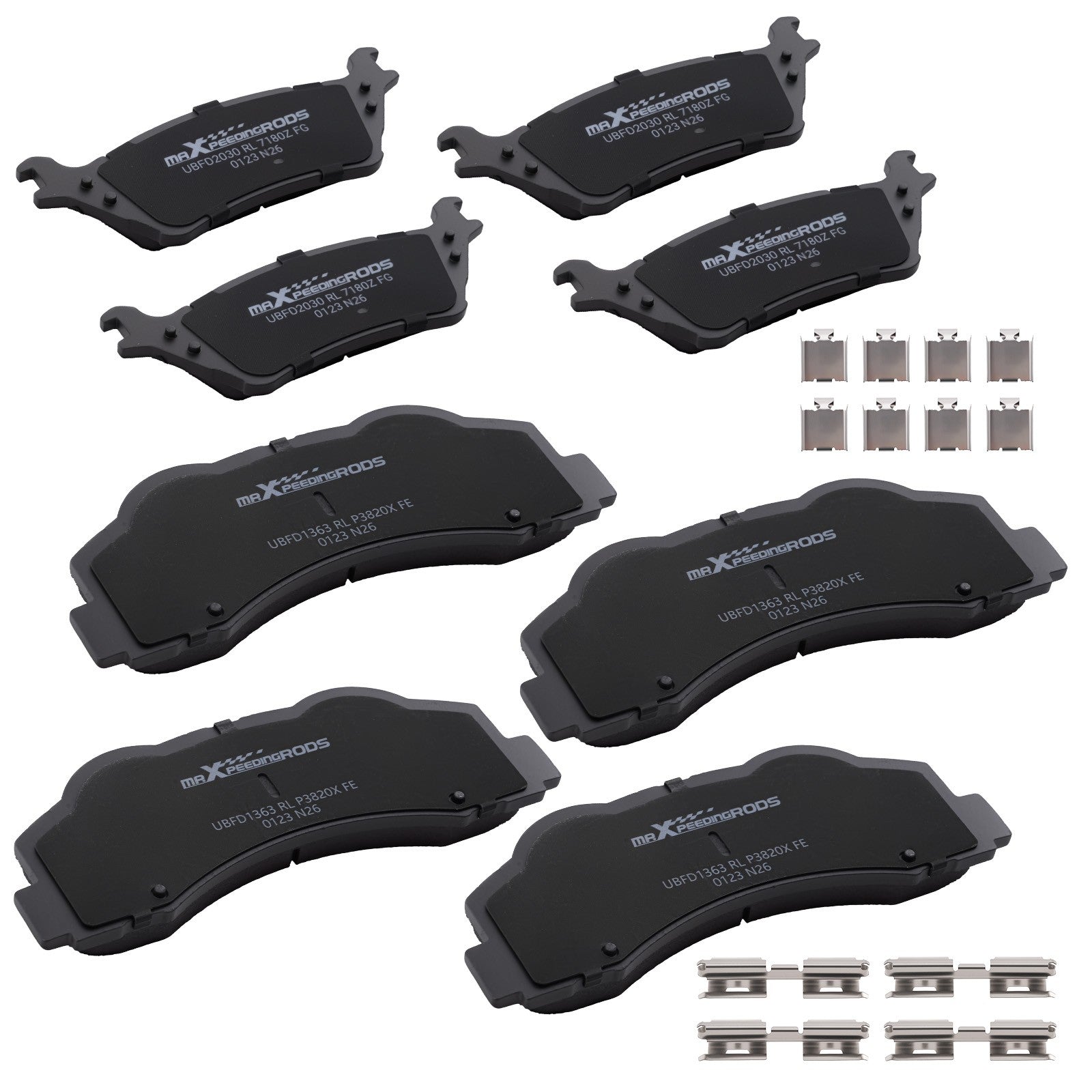 8x Front Rear Brake Pads Kit for Ford F-150 2012-2020 P1414 P1602