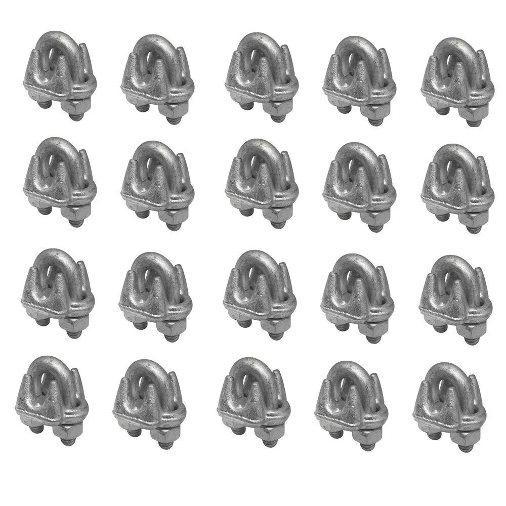 50 Pack 1/4" Galvanized Wire Rope Cable Clips – Drop Forged U-bolt