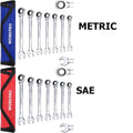 Workpro Ratcheting Combination Wrench Set Metric&sae With Roll Up