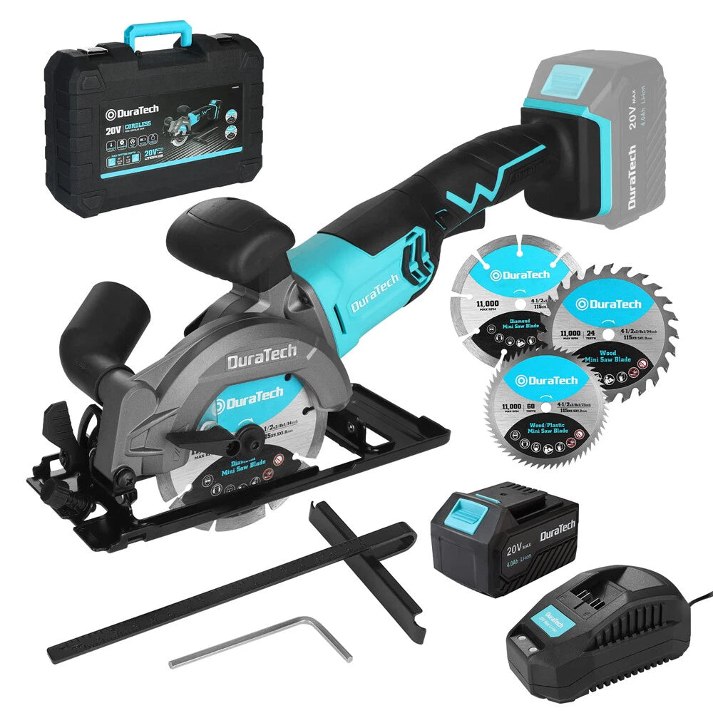 Duratech 3600rpm 20V Cordless Mini Circular Saw 4-1/2" Compact
