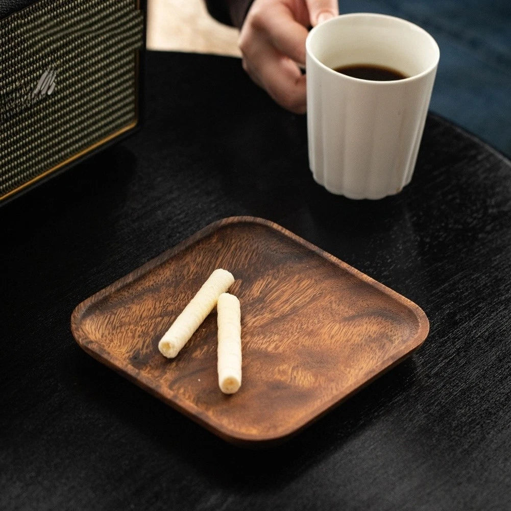 Solid Walnut Tea Tray Japanese Style Wooden Coaster For Fruit And Tea