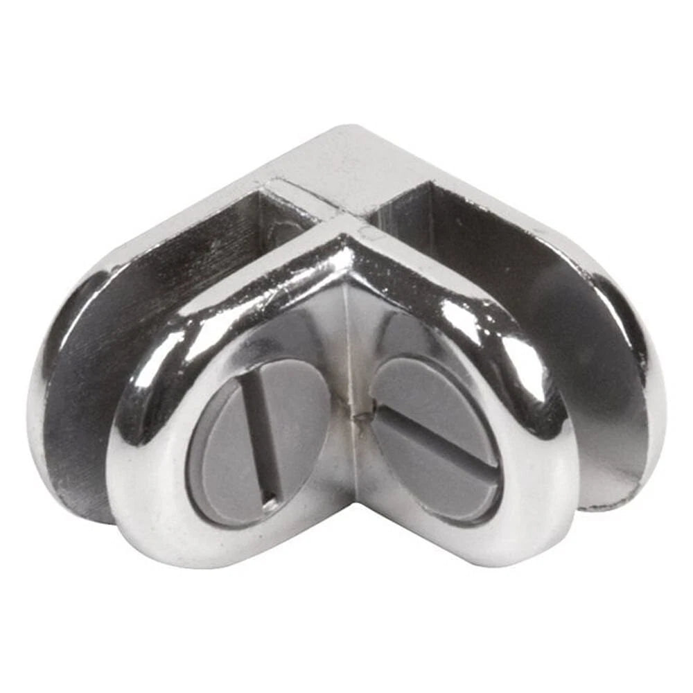 Set Of Chrome 2-way Glass Display Connector 3/16 Inch Tempered Glass