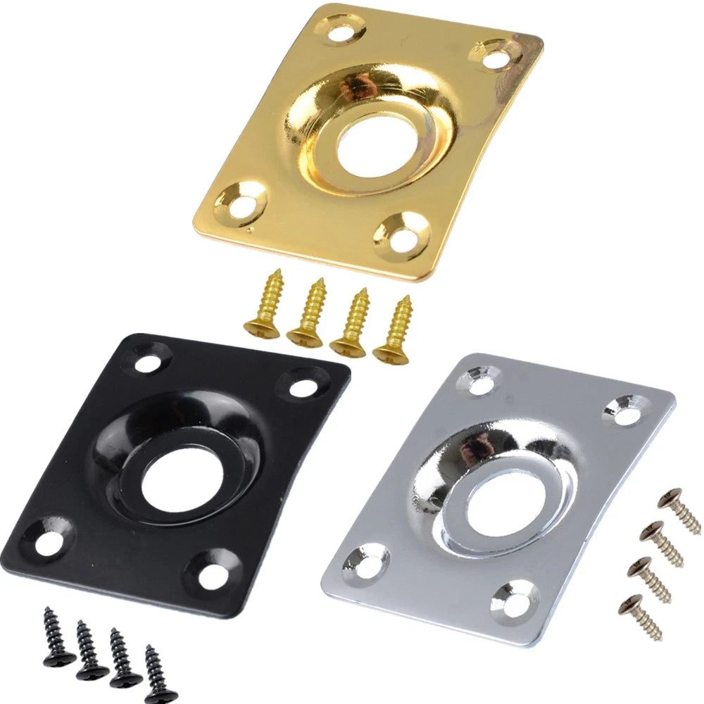 Guitar Output Metal Jack Plate Square With Screws For Electric Bass