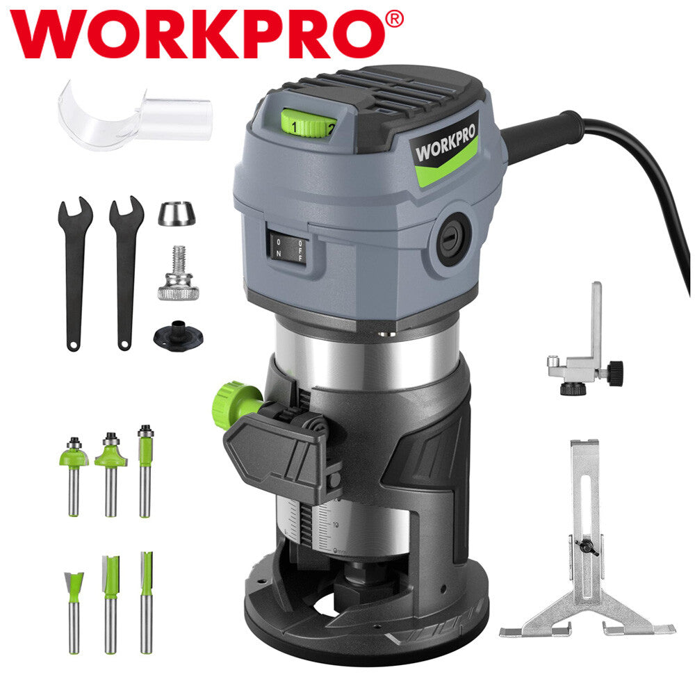 Workpro Compact Router Kit W/6 Variable Speeds 6.5amp Corded Trimmer