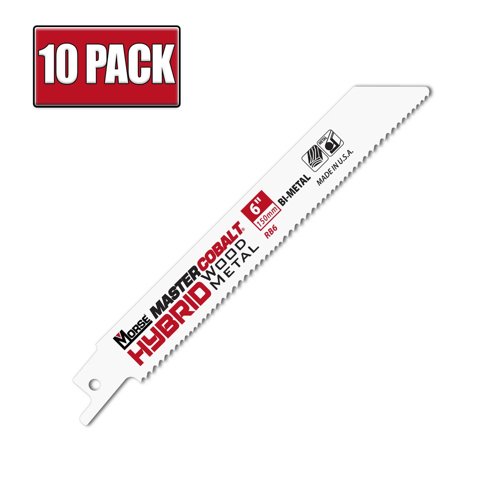 6" x .035" 10/14 TPI Master Cobalt Hybrid Bi-Metal Recip Saw Blades - 10 Pack