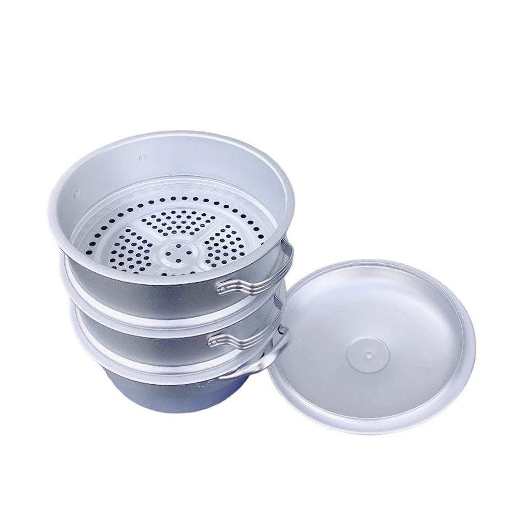 Large 3 Tier 12" Aluminum Steamer Pot For Vegetable Seafood
