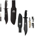 15" Fixed Blade Knife Survival Bowie Knife/Folding Pocket Knife Set w/Sheath USA