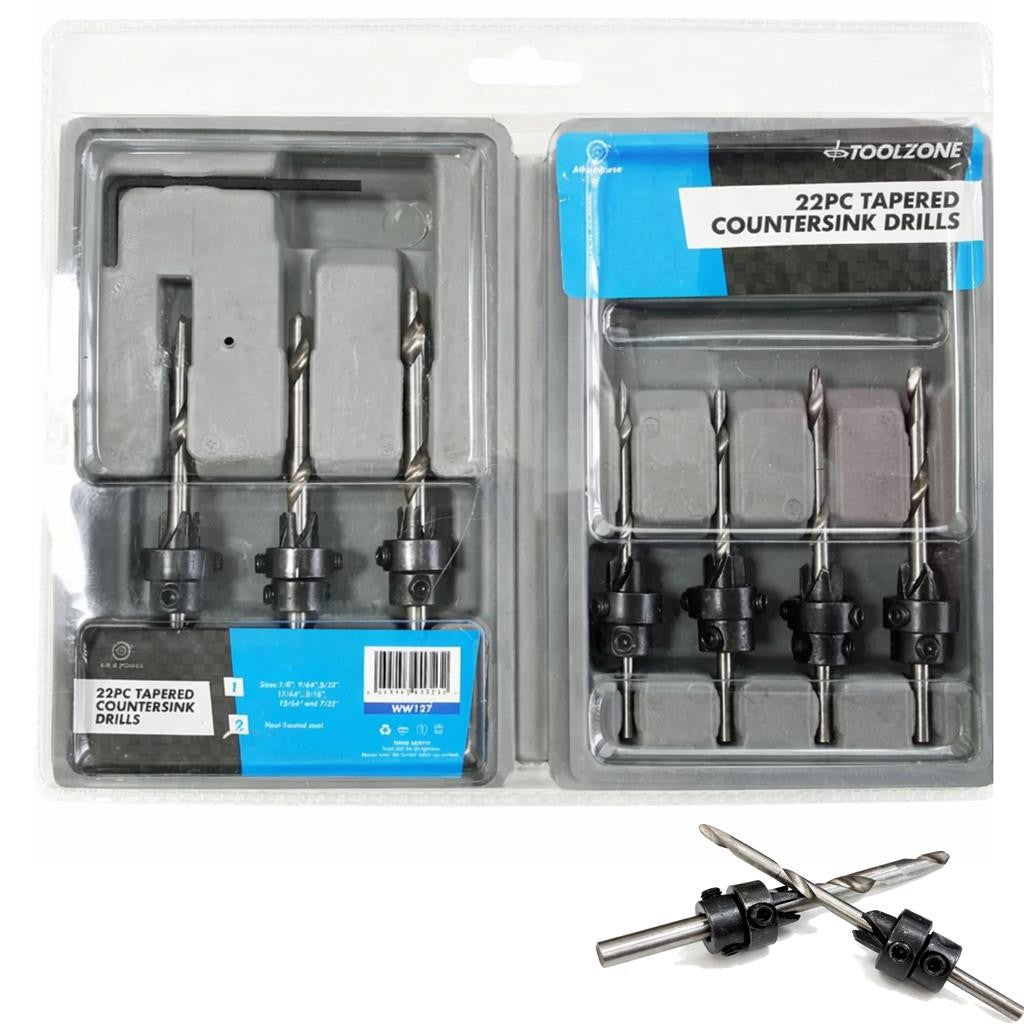 Toolzone Tapered Countersink Drill Bits Set