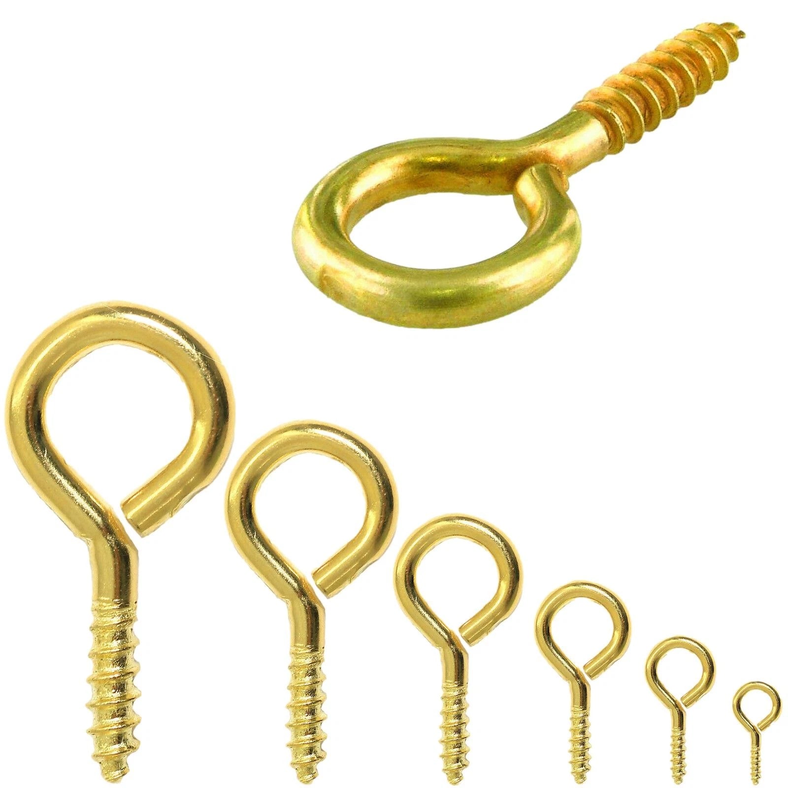 Brass Screw Eye Hooks X 100 Small Picture Frame Wire Eyes