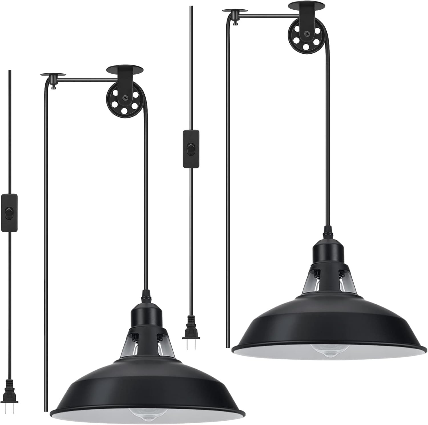 Plug in Pendant Light, Hanging Lamp with Black Barn Pendant Lighting