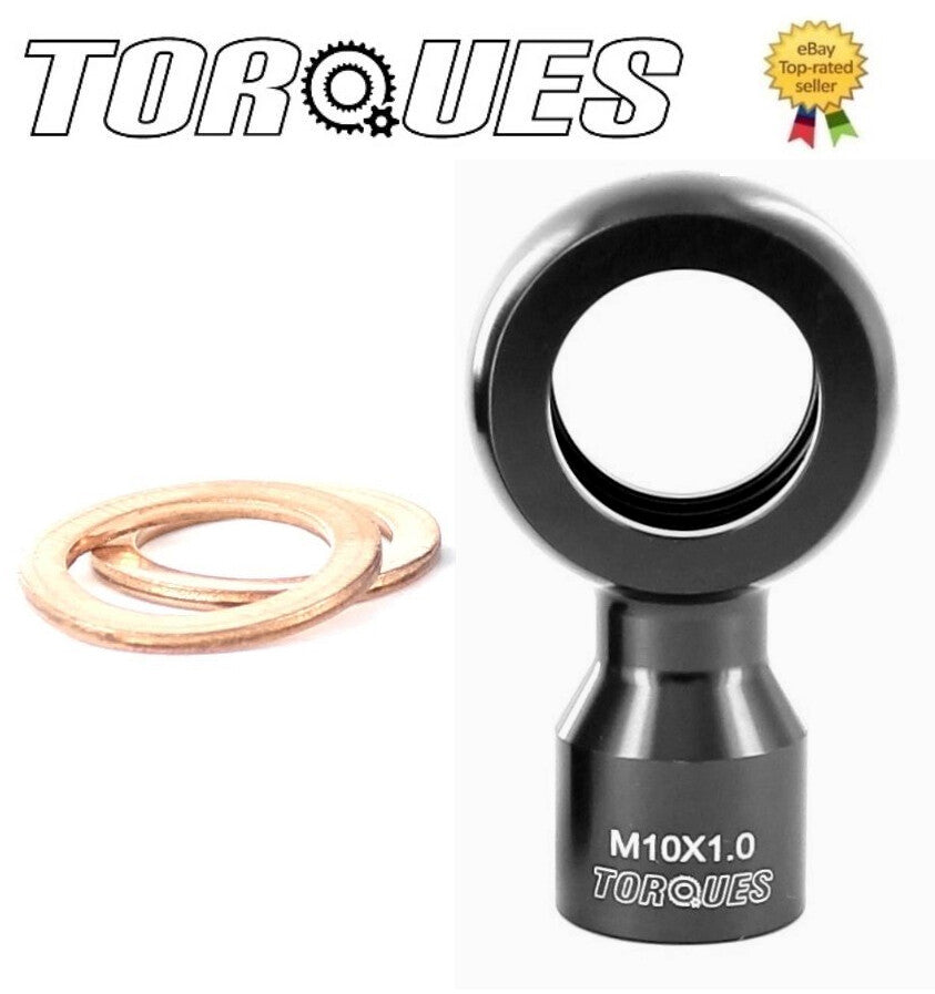 12.5mm Eye Banjo with Female M10x1.0 Thread Sensor Adapter in Black