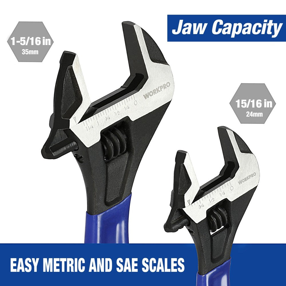 WORKPRO 2PCS Adjustable Wrench Set