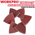 WORKPRO 150PCS 3-1/8" Triangle Sanding Pads Hook Loop 40/60/80/120/1<wbr/>80/240 Grits