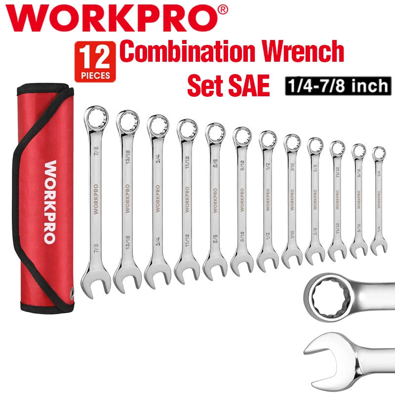 Workpro Premium Combination Wrench Set 1/4"-7/8" | Built Supply Co