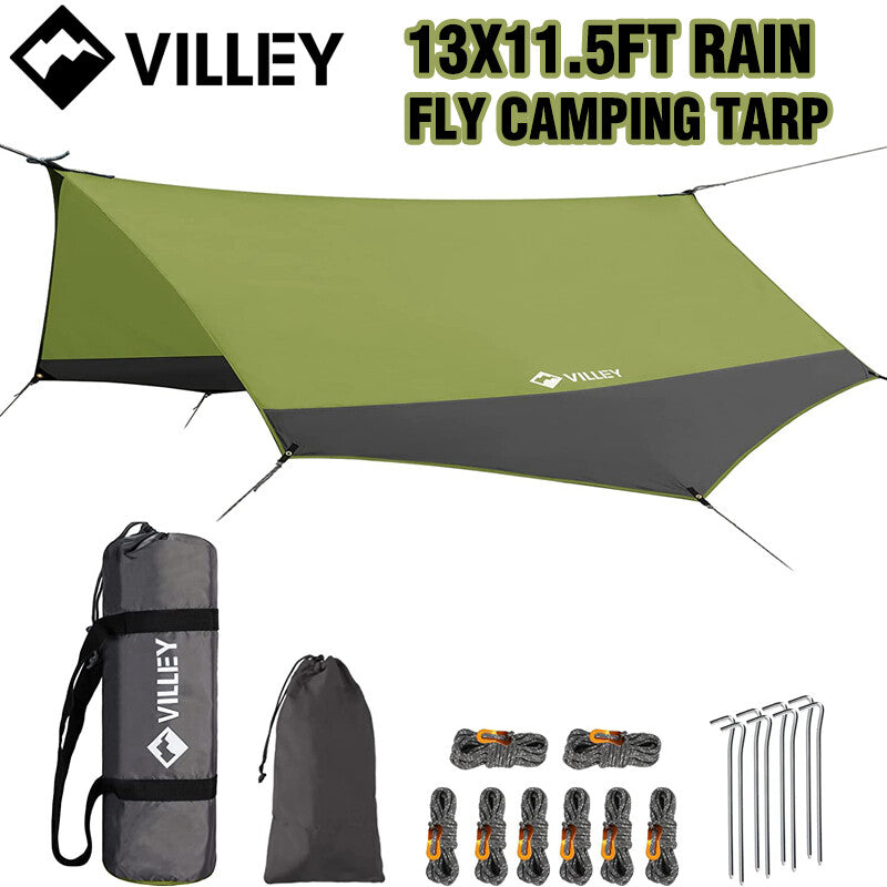 VILLEY 13 x 11.5Ft Rain Fly Heptagonal Tarp Waterproof Camping Tarp