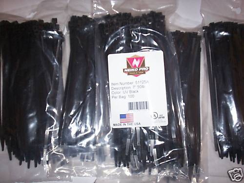Black 7" Nylon Wire Cable Zip Ties