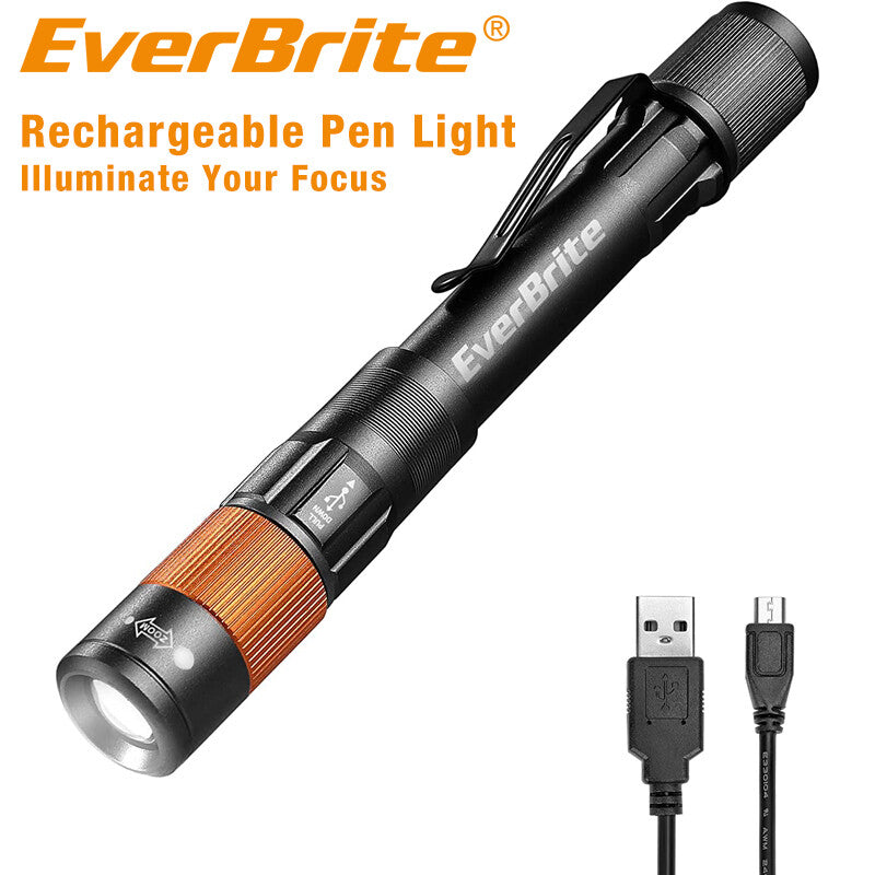 EverBrite Rechargeable Pen Light 4 Modes Light Zoomable Handheld